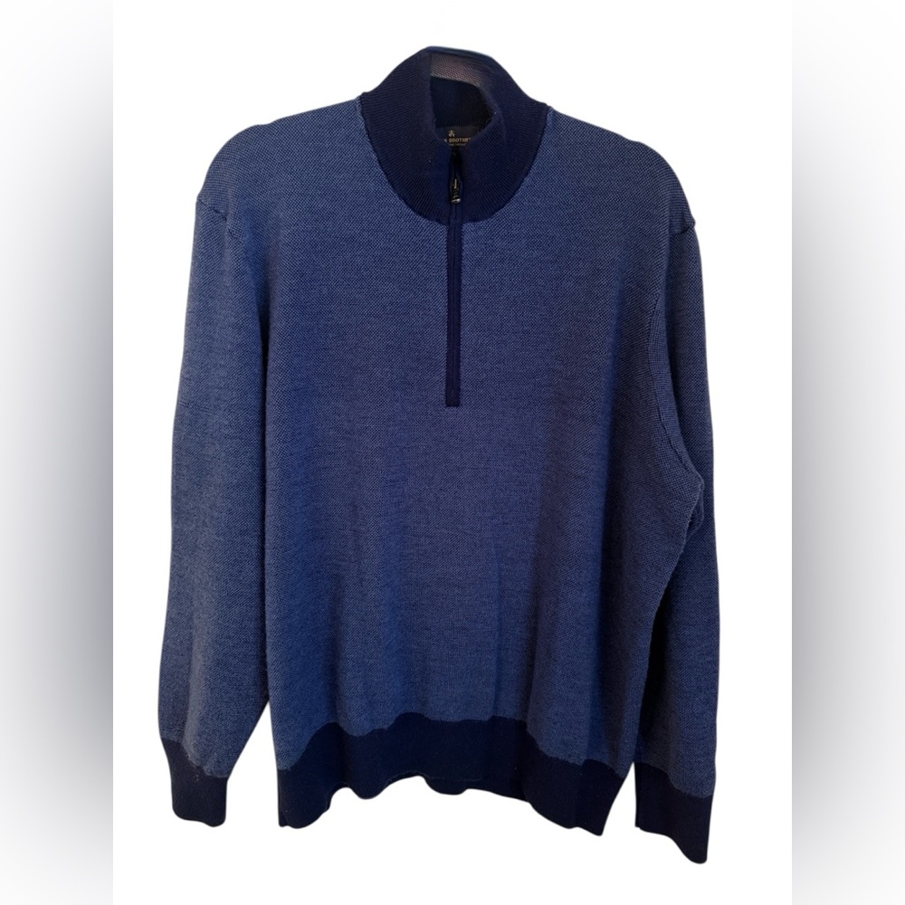 Brooks Brothers Merino Wool Quarter Zip Sweater Blue 2XL